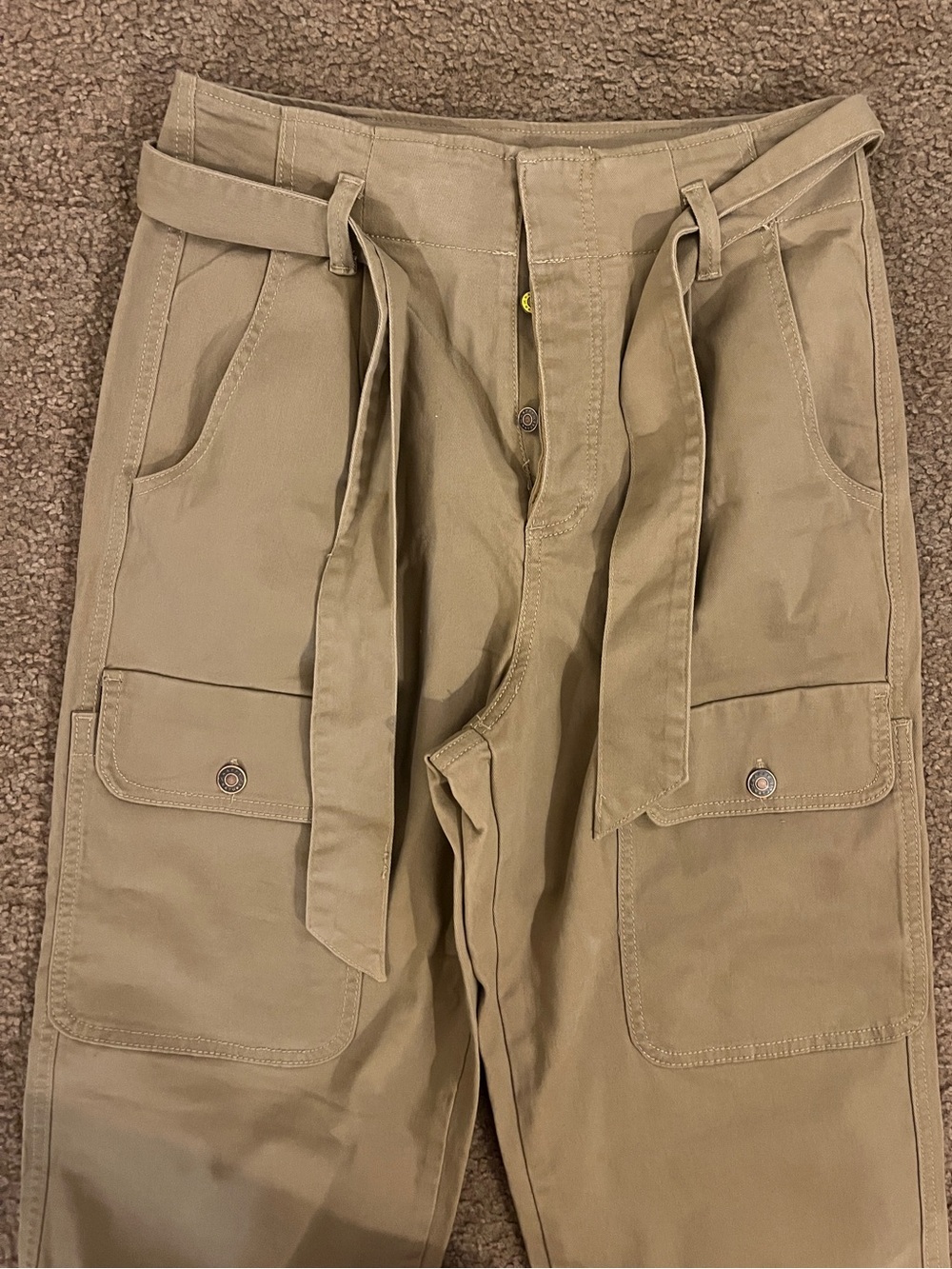 Happy Nature Khaki Belted Cargo Pants Size 8